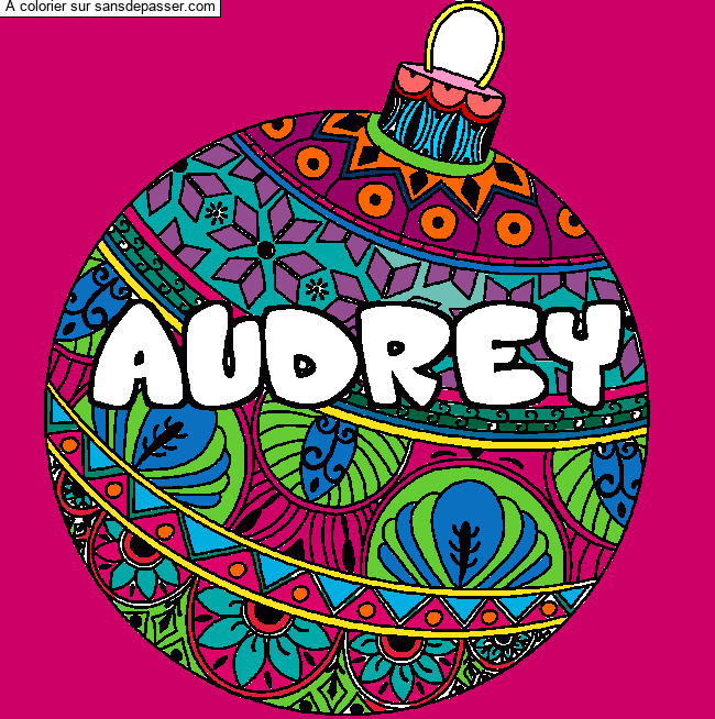 Coloriage Coloriage pr&eacute;nom AUDREY - d&eacute;cor Boule de No&euml;l par un invité