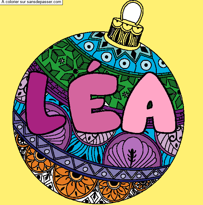 Coloriage L&Eacute;A - d&eacute;cor Boule de No&euml;l