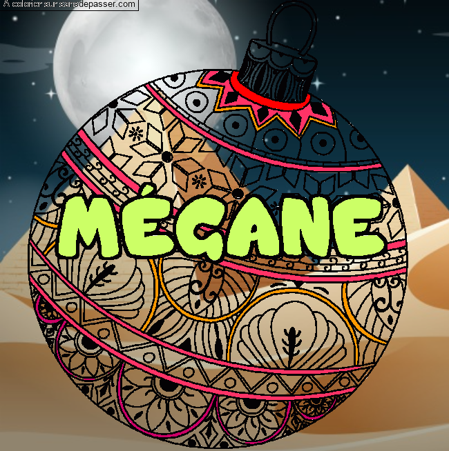 Coloriage Coloriage pr&eacute;nom M&Eacute;GANE - d&eacute;cor Boule de No&euml;l par ange