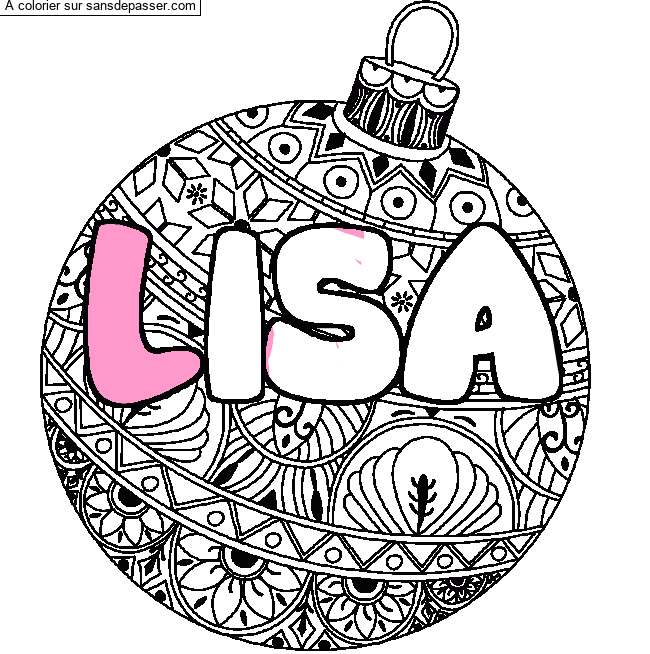 Coloriage Coloriage pr&eacute;nom LISA - d&eacute;cor Boule de No&euml;l par un invité