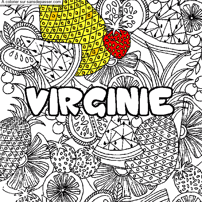 Coloriage Coloriage pr&eacute;nom VIRGINIE - d&eacute;cor Mandala fruits par un invité