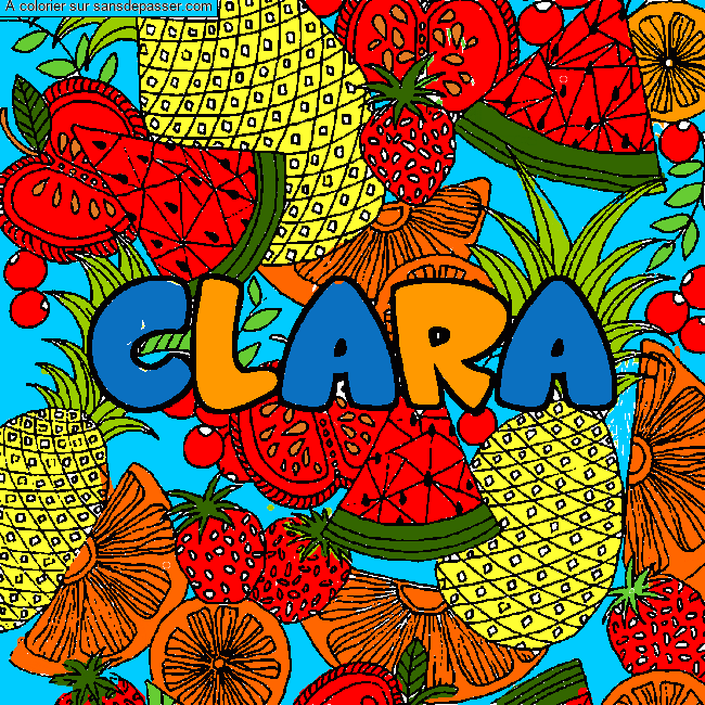 Coloriage prénom CLARA - décor Mandala fruits par un invité