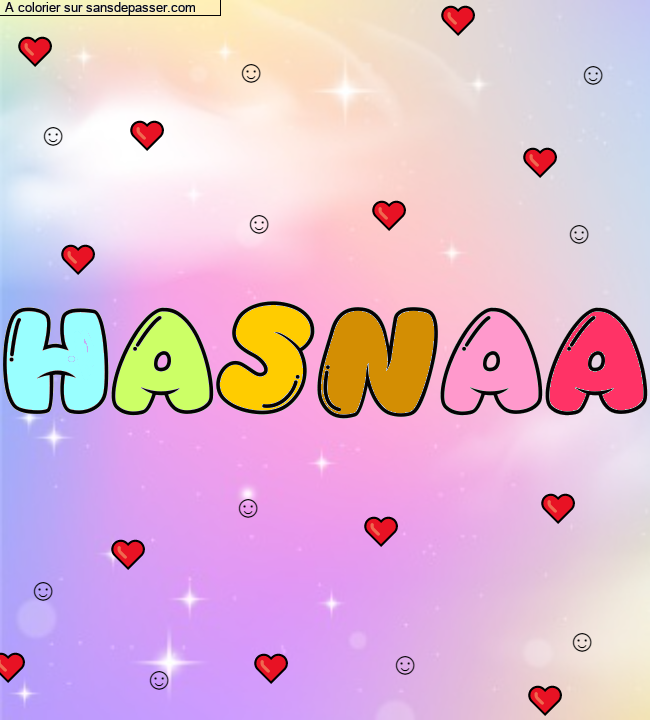 Coloriage prénom personnalisé "HASNAA" par un invité