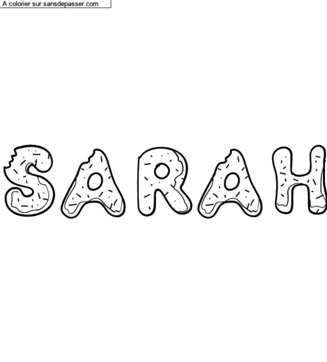 Coloriage prénom personnalisé "Sarah" par un invité