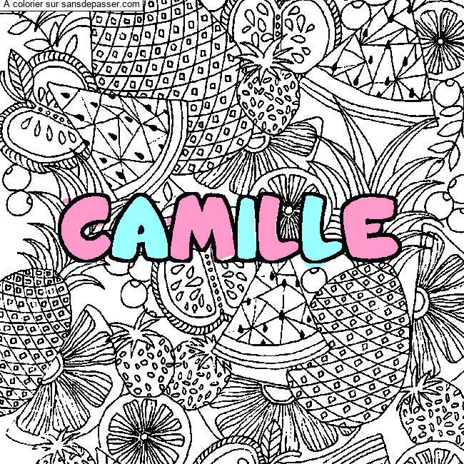 Coloriage Coloriage pr&eacute;nom CAMILLE - d&eacute;cor Mandala fruits par un invité