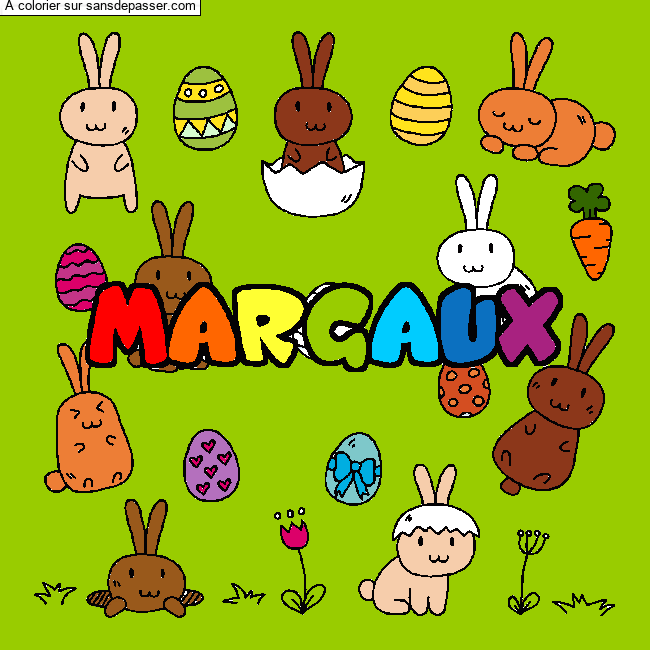 Coloriage prénom MARGAUX - décor Paques par un invité