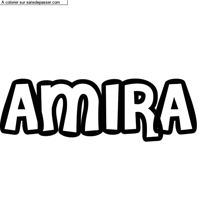 Coloriage prénom personnalisé "AMIRA" par un invité