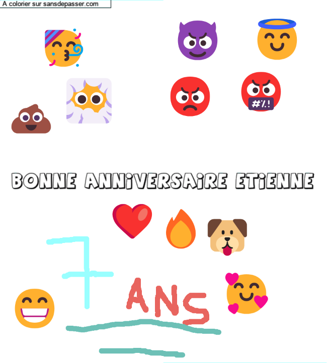 Coloriage personnalisé "Bonne anniversaire Etienne" par un invité