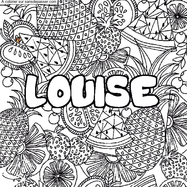 Coloriage Coloriage pr&eacute;nom LOUISE - d&eacute;cor Mandala fruits par un invité