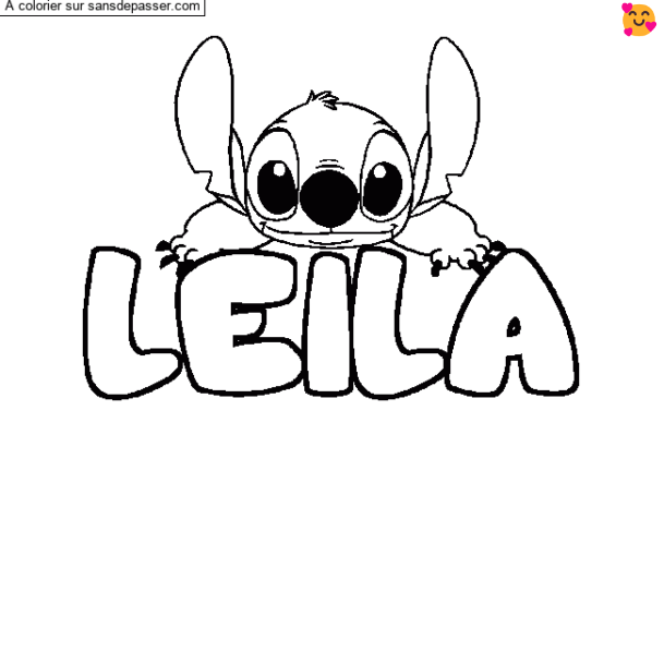 Coloriage Coloriage pr&eacute;nom LEILA - d&eacute;cor Stitch par un invité