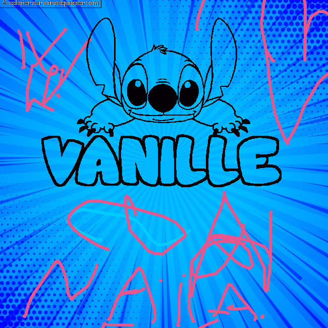 Coloriage prénom VANILLE - décor Stitch par Vanille
