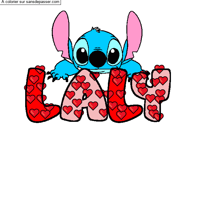 Coloriage prénom LALY - décor Stitch par un invité