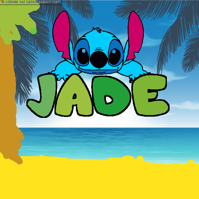 Coloriage prénom JADE - décor Stitch par un invité