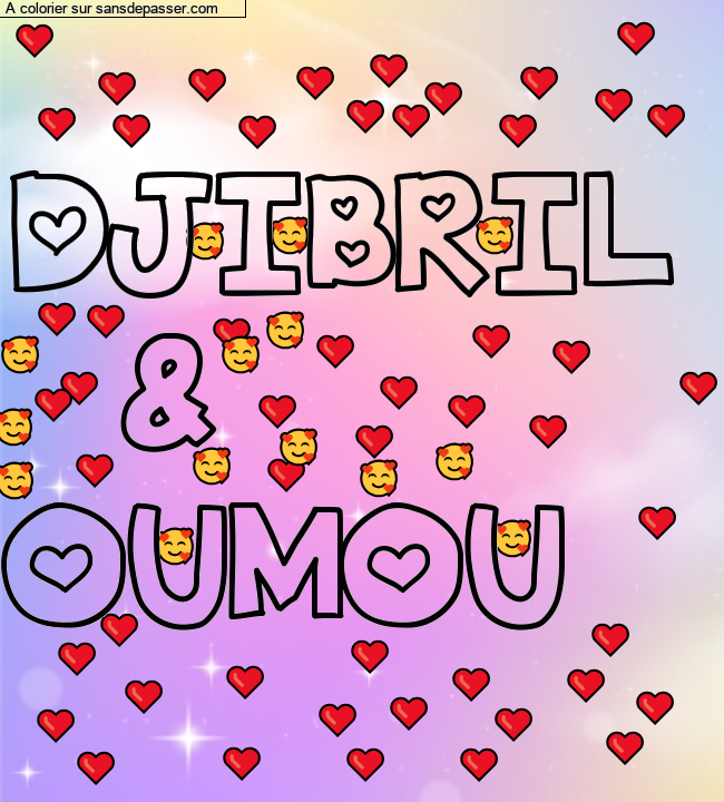 Coloriage prénom personnalisé "DJIBRIL 
   &
OUMOU" par latouch121