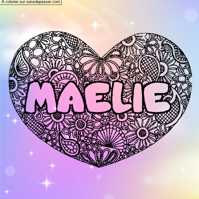 Coloriage MAELIE - d&eacute;cor Mandala coeur