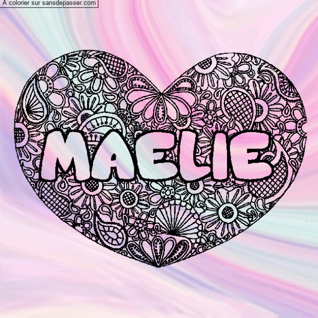 Coloriage MAELIE - d&eacute;cor Mandala coeur