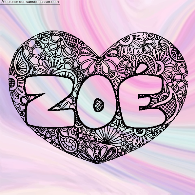 Coloriage prénom ZOÉ - décor Mandala coeur par un invité