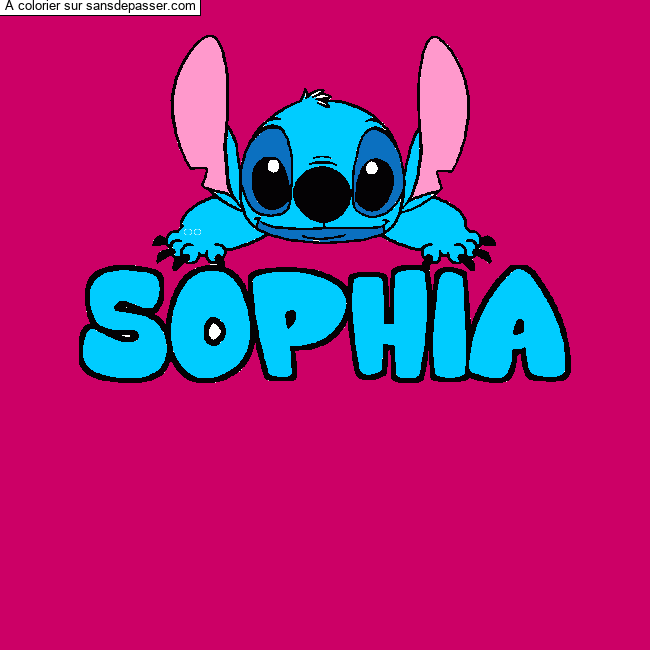 Coloriage prénom SOPHIA - décor Stitch par un invité