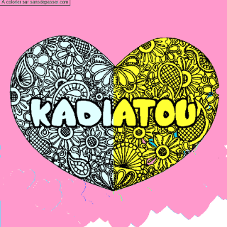 Coloriage prénom KADIATOU - décor Mandala coeur par un invité