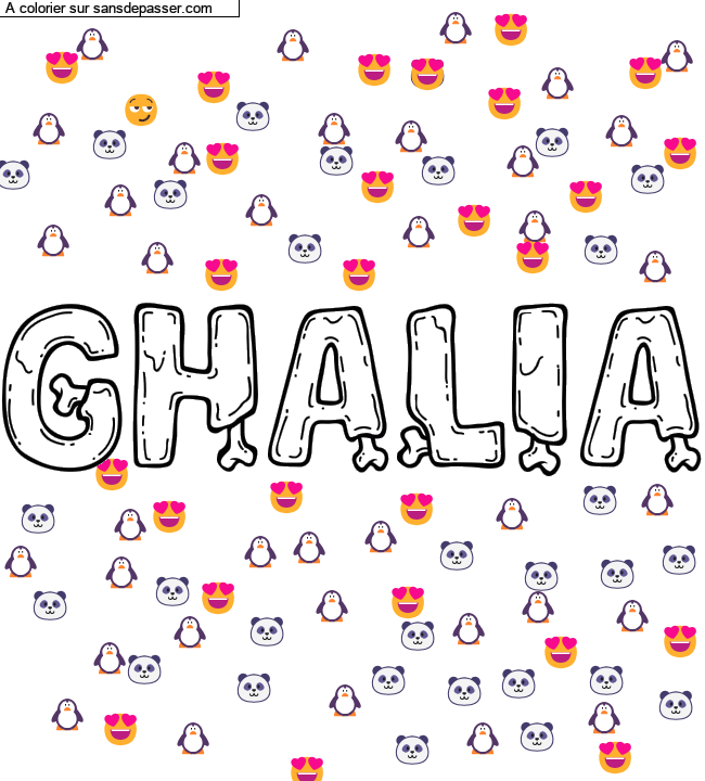 Coloriage prénom personnalisé "GHALIA" par un invité