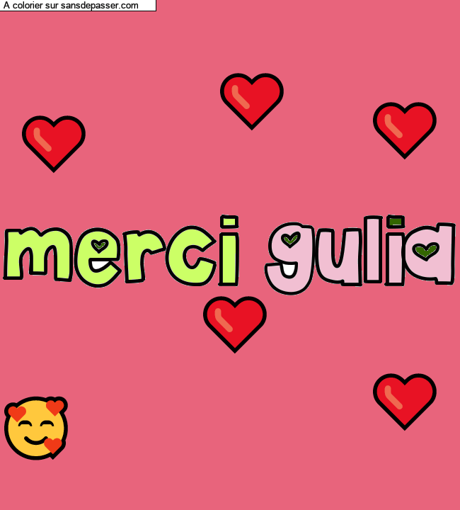 Coloriage prénom personnalisé "merci gulia" par un invité