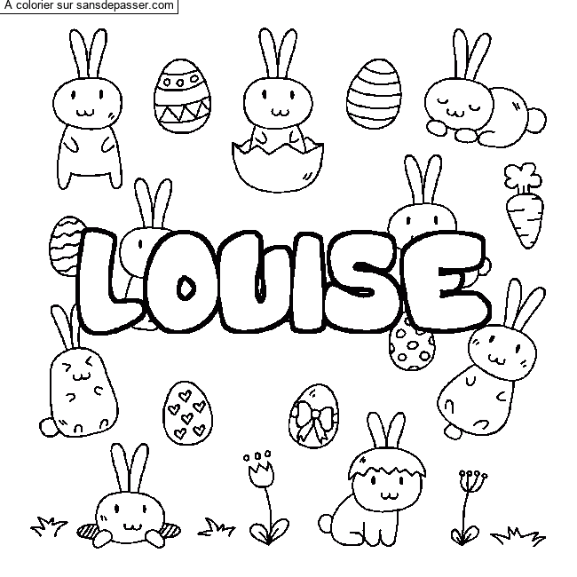 Coloriage prénom LOUISE - décor Paques par un invité