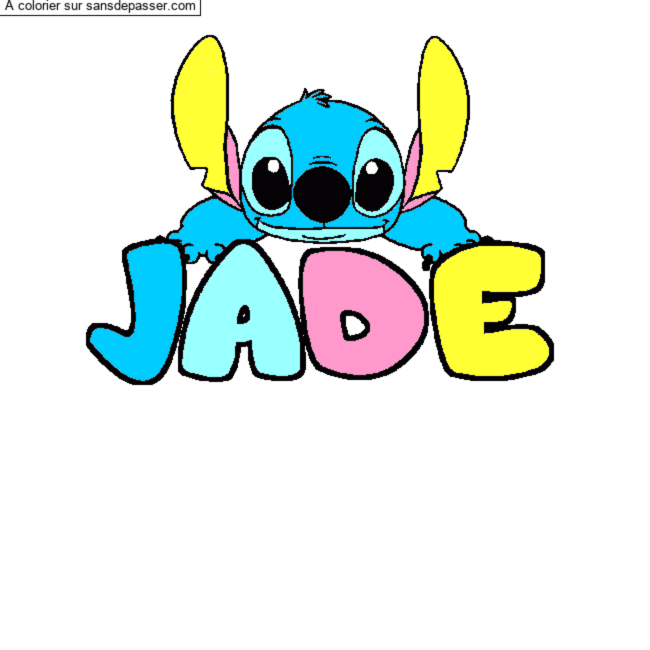 Coloriage prénom JADE - décor Stitch par un invité