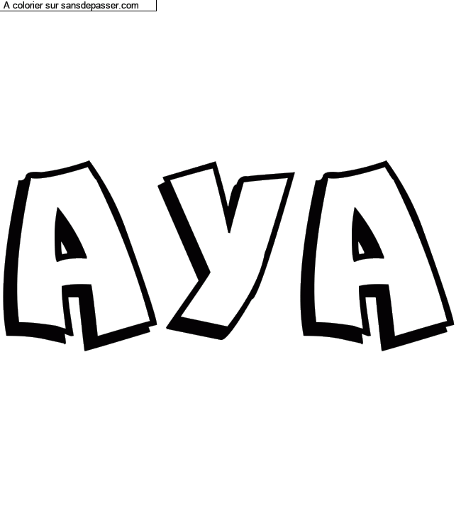 Coloriage prénom personnalisé "AYA" par un invité
