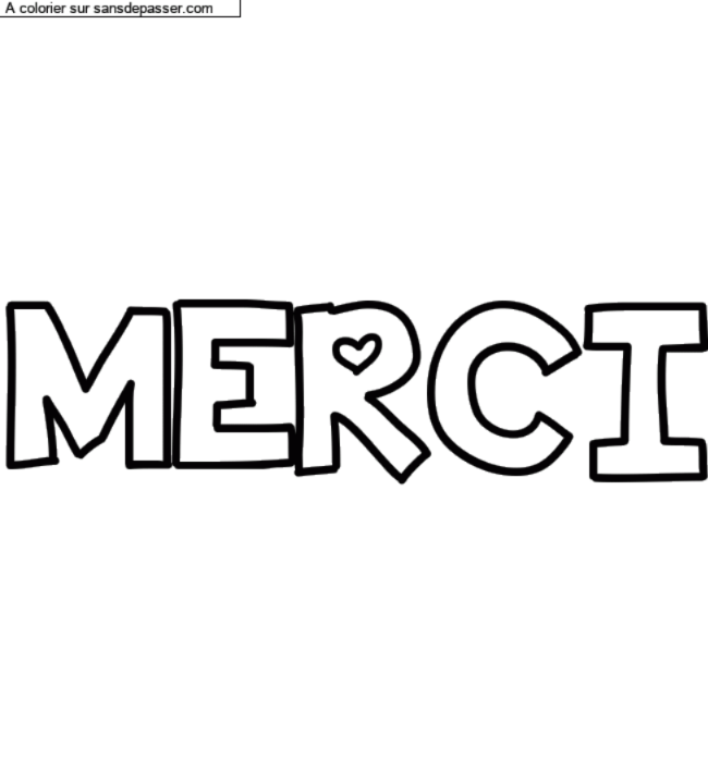 Coloriage prénom personnalisé "MERCI" par un invité