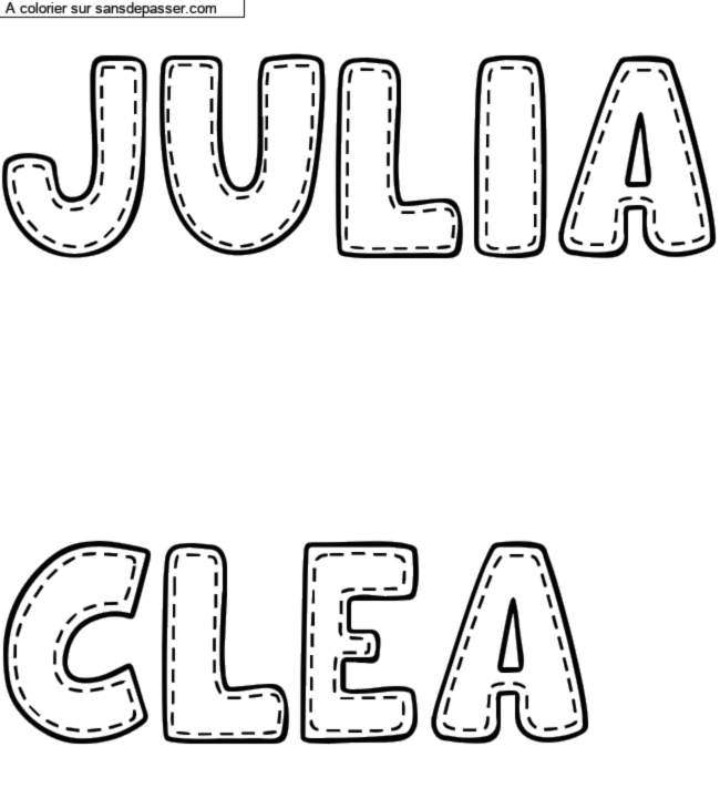 Coloriage prénom personnalisé "JULIA

CLEA" par un invité