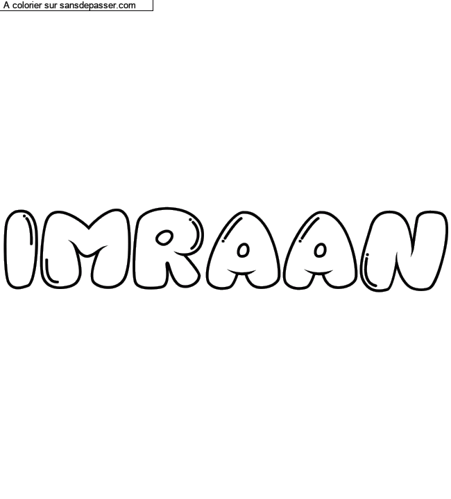 Coloriage prénom personnalisé "IMRAAN" par un invité