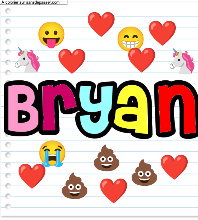 Coloriage prénom personnalisé "Bryan" par un invité