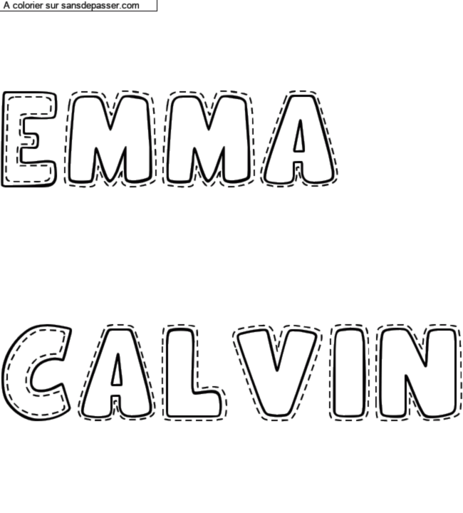 Coloriage prénom personnalisé "Emma

Calvin" par diotmich