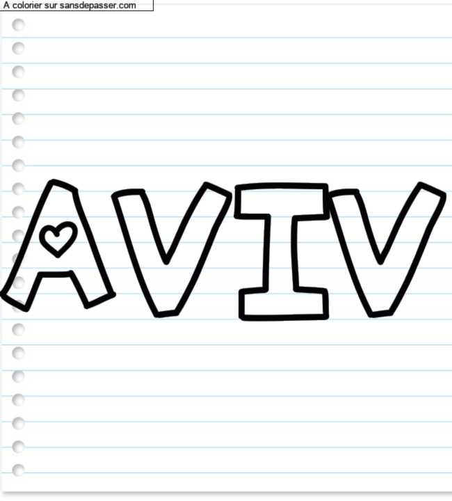 Coloriage prénom personnalisé "AVIV" par un invité