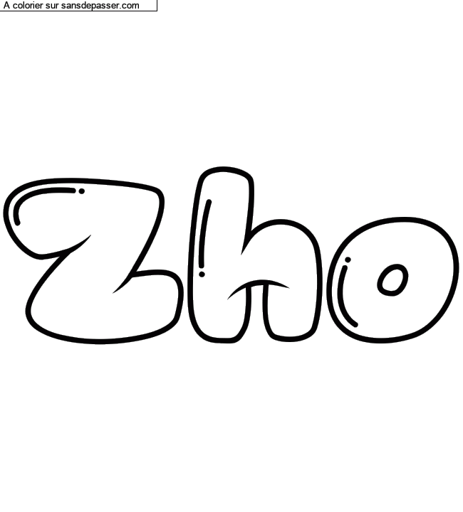 Coloriage prénom personnalisé "Zhoé" par un invité