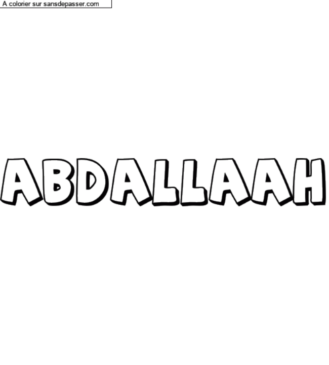 Coloriage prénom personnalisé "Abdallaah" par un invité