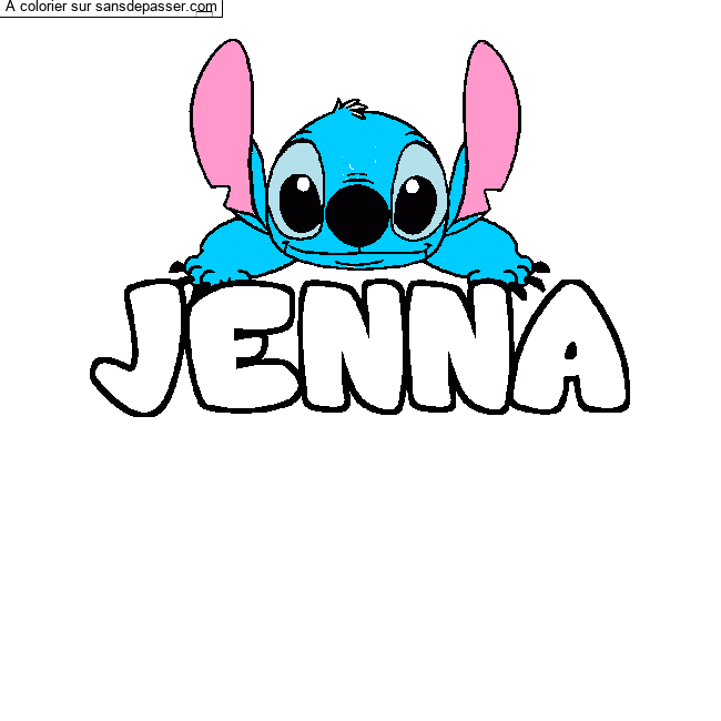 Coloriage prénom JENNA - décor Stitch par un invité