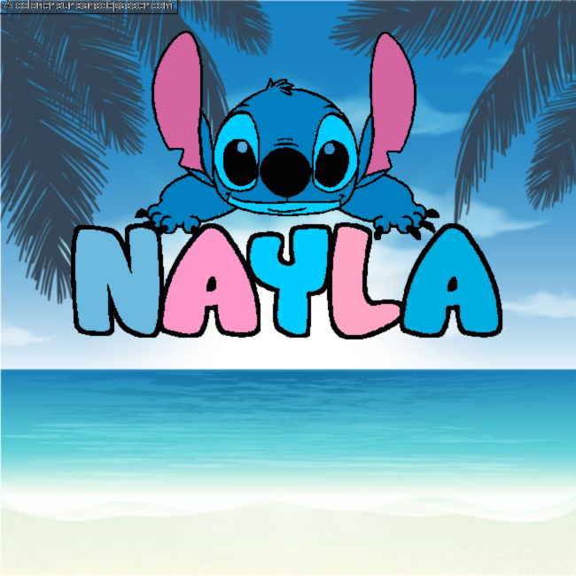 Coloriage prénom NAYLA - décor Stitch par un invité