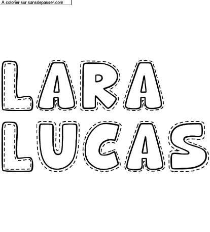 Coloriage prénom personnalisé "Lara
Lucas" par un invité