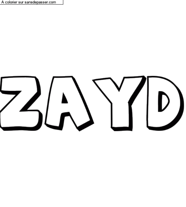 Coloriage prénom personnalisé "ZAYD" par un invité