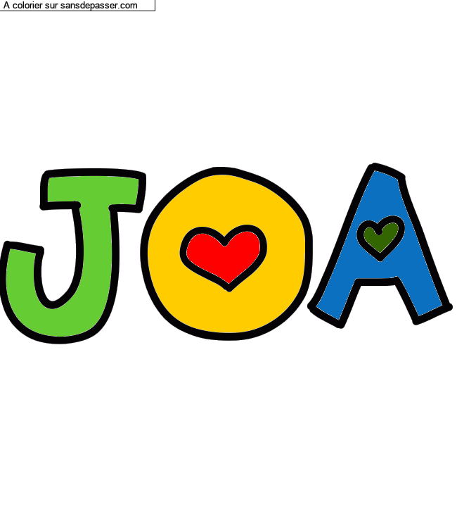 Coloriage prénom personnalisé "JOA" par un invité