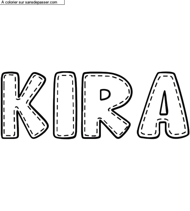 Coloriage prénom personnalisé "KIRA" par un invité