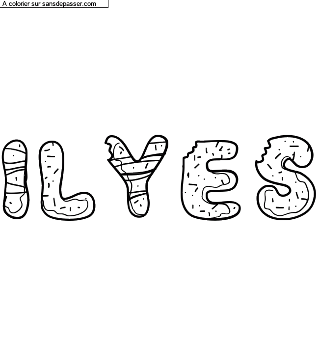 Coloriage prénom personnalisé "Ilyes" par un invité