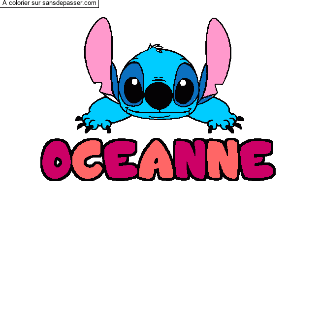 Coloriage prénom OCEANNE - décor Stitch par un invité