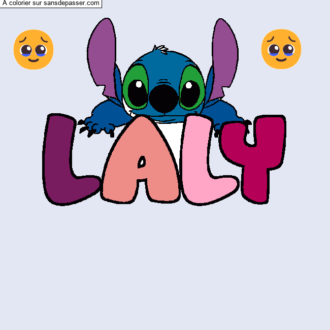 Coloriage prénom LALY - décor Stitch par un invité