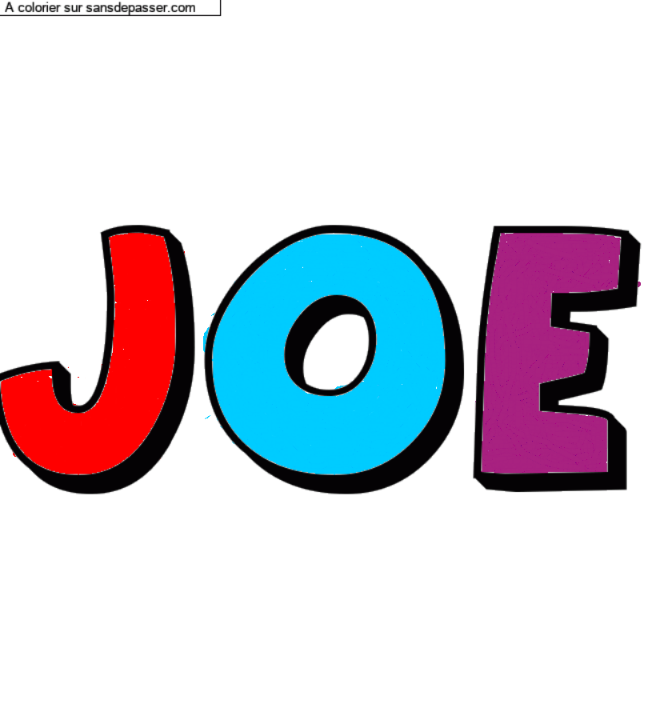 Coloriage prénom personnalisé "Joe" par un invité