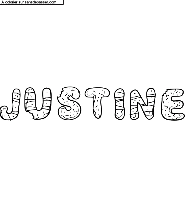 Coloriage prénom personnalisé "JUSTINE" par un invité