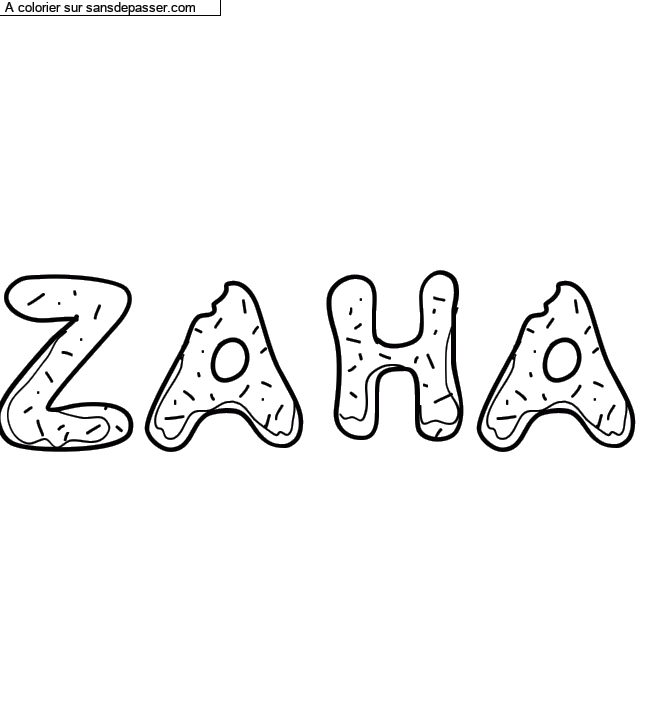 Coloriage prénom personnalisé "Zaha" par Diana