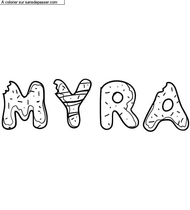 Coloriage prénom personnalisé "Myra" par Diana