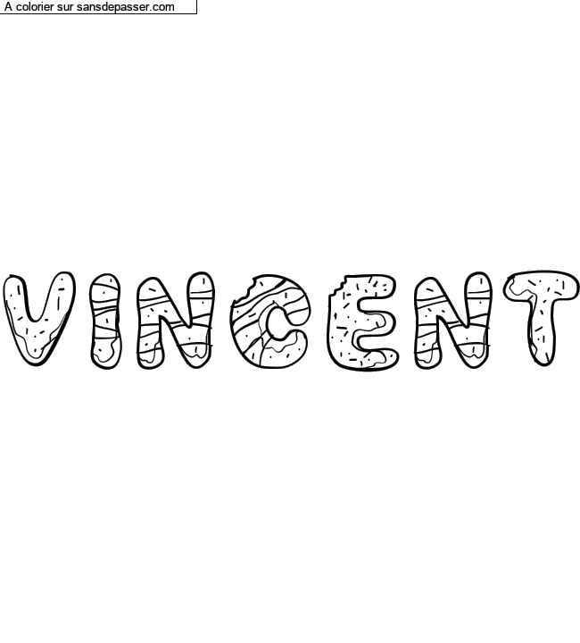 Coloriage prénom personnalisé "Vincent" par Diana